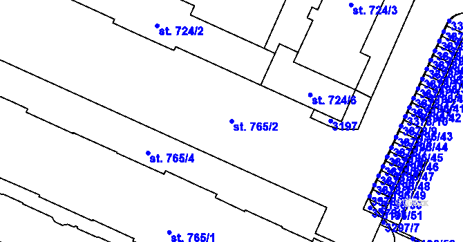Parcela st. 765/2 v KÚ Šumperk, Katastrální mapa