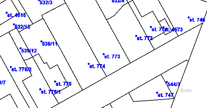 Parcela st. 773 v KÚ Šumperk, Katastrální mapa