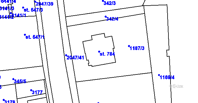 Parcela st. 784 v KÚ Šumperk, Katastrální mapa