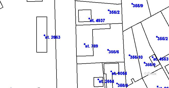 Parcela st. 789 v KÚ Šumperk, Katastrální mapa