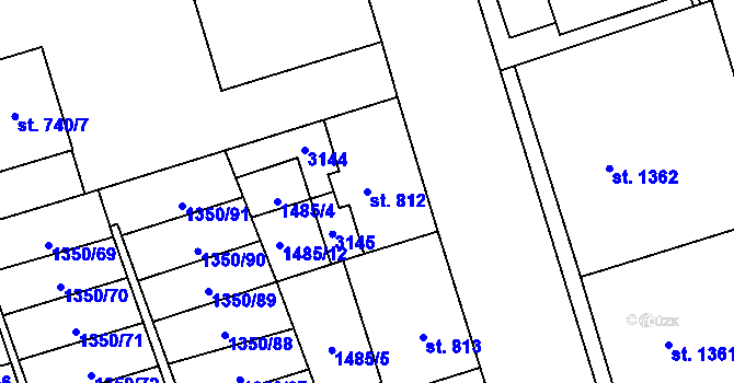 Parcela st. 812 v KÚ Šumperk, Katastrální mapa