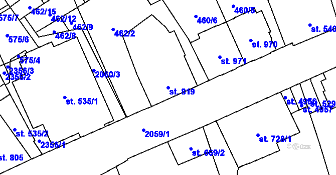 Parcela st. 819 v KÚ Šumperk, Katastrální mapa