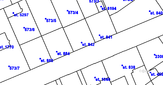 Parcela st. 842 v KÚ Šumperk, Katastrální mapa