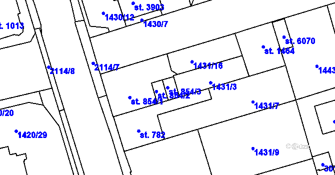 Parcela st. 854/3 v KÚ Šumperk, Katastrální mapa