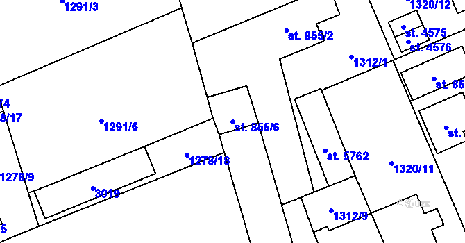 Parcela st. 855/6 v KÚ Šumperk, Katastrální mapa