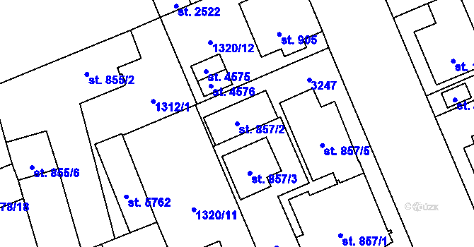 Parcela st. 857/2 v KÚ Šumperk, Katastrální mapa