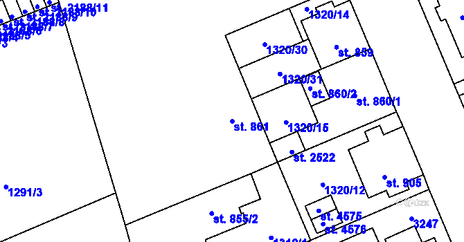 Parcela st. 861 v KÚ Šumperk, Katastrální mapa