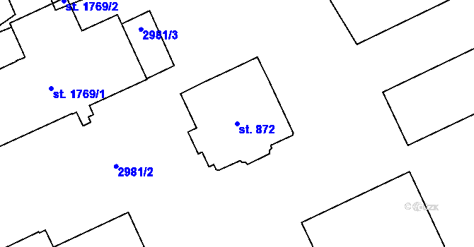 Parcela st. 872 v KÚ Šumperk, Katastrální mapa