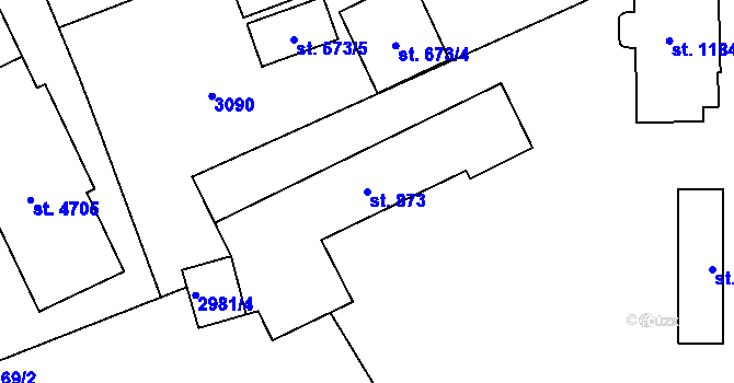 Parcela st. 873 v KÚ Šumperk, Katastrální mapa