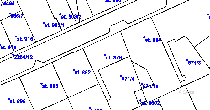 Parcela st. 876 v KÚ Šumperk, Katastrální mapa