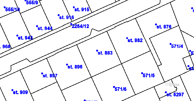 Parcela st. 883 v KÚ Šumperk, Katastrální mapa