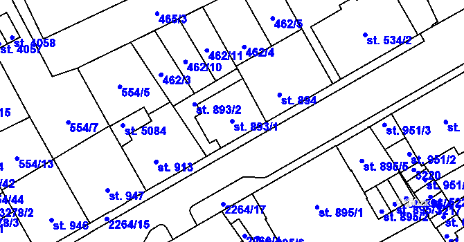 Parcela st. 893/1 v KÚ Šumperk, Katastrální mapa