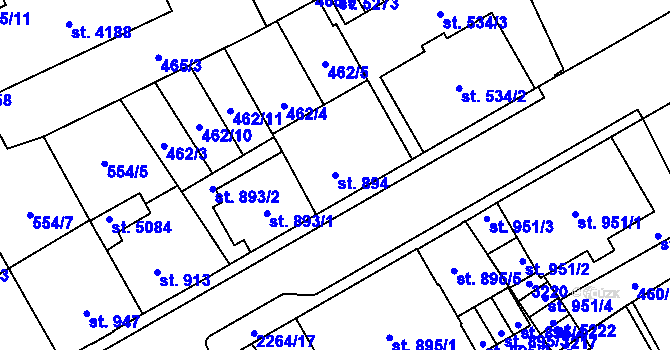 Parcela st. 894 v KÚ Šumperk, Katastrální mapa