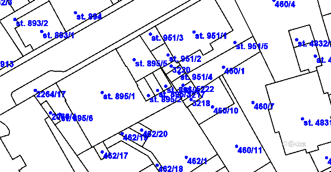 Parcela st. 895/4 v KÚ Šumperk, Katastrální mapa