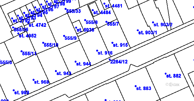 Parcela st. 916 v KÚ Šumperk, Katastrální mapa