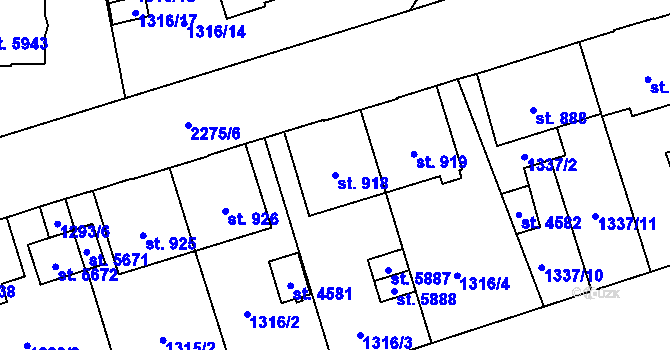 Parcela st. 918 v KÚ Šumperk, Katastrální mapa