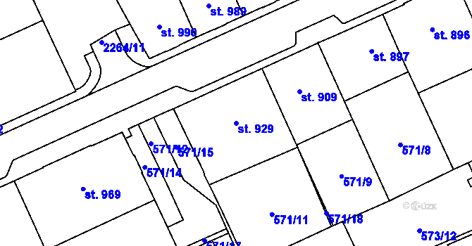 Parcela st. 929 v KÚ Šumperk, Katastrální mapa