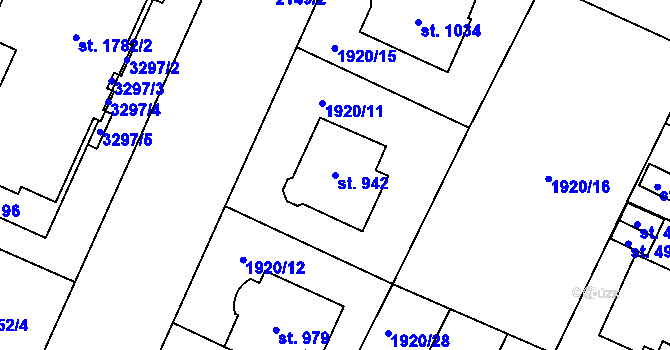 Parcela st. 942 v KÚ Šumperk, Katastrální mapa