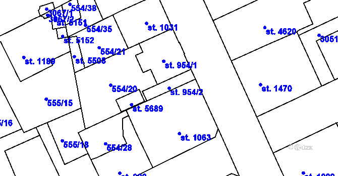 Parcela st. 954/2 v KÚ Šumperk, Katastrální mapa
