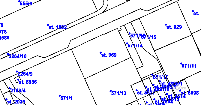 Parcela st. 969 v KÚ Šumperk, Katastrální mapa