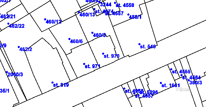 Parcela st. 970 v KÚ Šumperk, Katastrální mapa