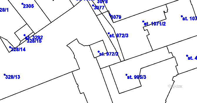 Parcela st. 972/2 v KÚ Šumperk, Katastrální mapa