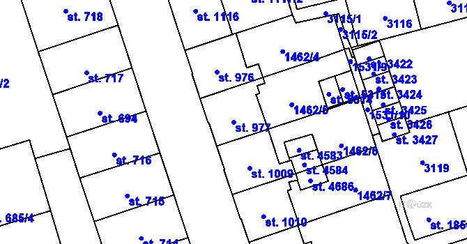 Parcela st. 977 v KÚ Šumperk, Katastrální mapa