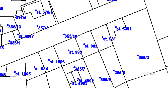 Parcela st. 982 v KÚ Šumperk, Katastrální mapa