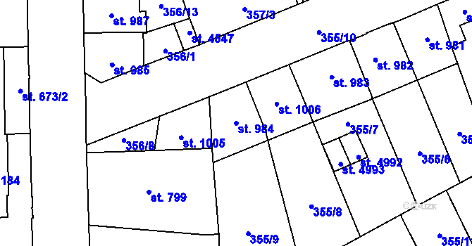 Parcela st. 984 v KÚ Šumperk, Katastrální mapa