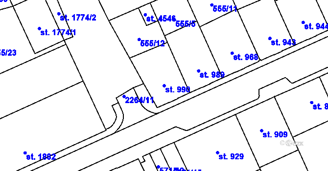 Parcela st. 990 v KÚ Šumperk, Katastrální mapa