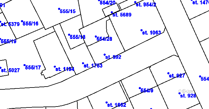 Parcela st. 992 v KÚ Šumperk, Katastrální mapa
