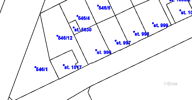 Parcela st. 996 v KÚ Šumperk, Katastrální mapa