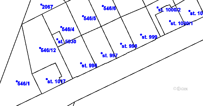 Parcela st. 997 v KÚ Šumperk, Katastrální mapa