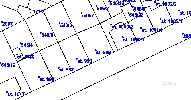Parcela st. 999 v KÚ Šumperk, Katastrální mapa