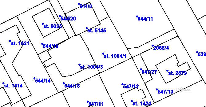 Parcela st. 1004/1 v KÚ Šumperk, Katastrální mapa