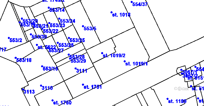 Parcela st. 1019/2 v KÚ Šumperk, Katastrální mapa