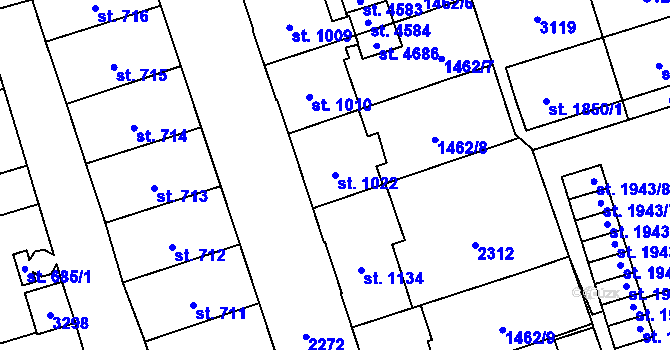 Parcela st. 1022 v KÚ Šumperk, Katastrální mapa