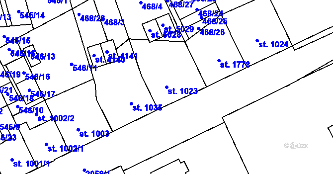 Parcela st. 1023 v KÚ Šumperk, Katastrální mapa