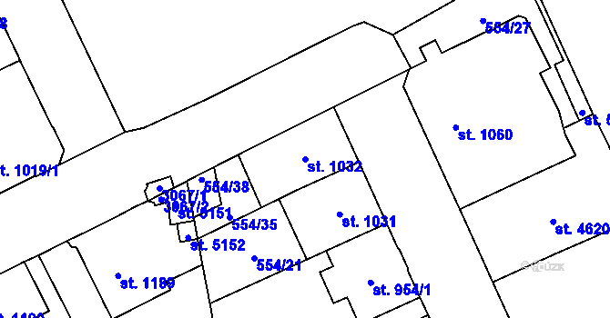 Parcela st. 1032 v KÚ Šumperk, Katastrální mapa