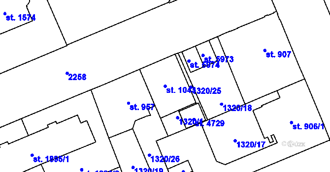 Parcela st. 1043 v KÚ Šumperk, Katastrální mapa