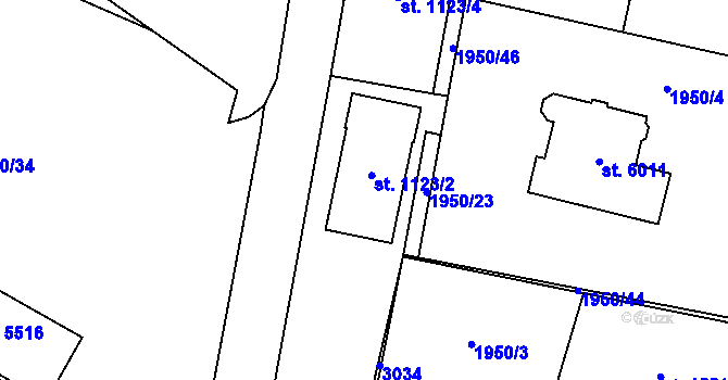 Parcela st. 1123/2 v KÚ Šumperk, Katastrální mapa