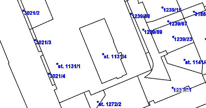 Parcela st. 1131/4 v KÚ Šumperk, Katastrální mapa