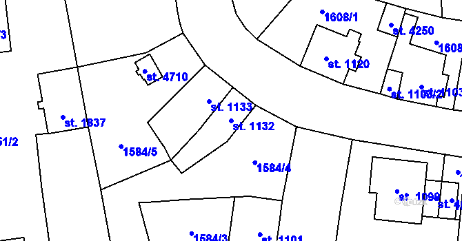 Parcela st. 1132 v KÚ Šumperk, Katastrální mapa