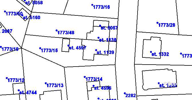 Parcela st. 1139 v KÚ Šumperk, Katastrální mapa