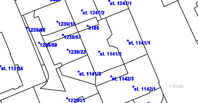 Parcela st. 1141/2 v KÚ Šumperk, Katastrální mapa