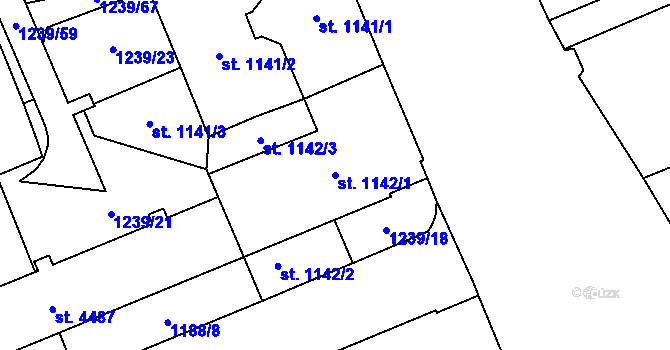 Parcela st. 1142/1 v KÚ Šumperk, Katastrální mapa