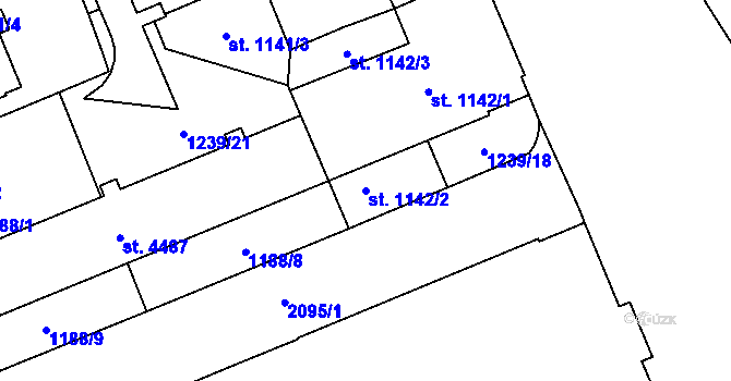 Parcela st. 1142/2 v KÚ Šumperk, Katastrální mapa