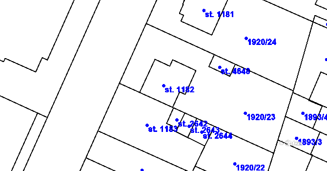 Parcela st. 1182 v KÚ Šumperk, Katastrální mapa