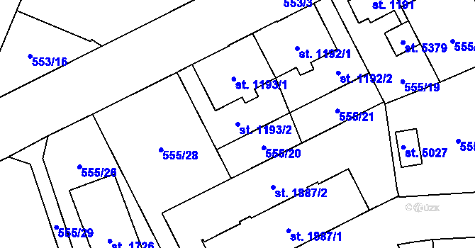 Parcela st. 1193/2 v KÚ Šumperk, Katastrální mapa
