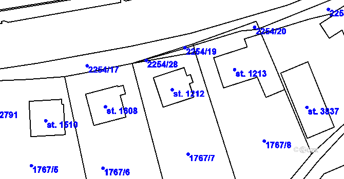 Parcela st. 1212 v KÚ Šumperk, Katastrální mapa